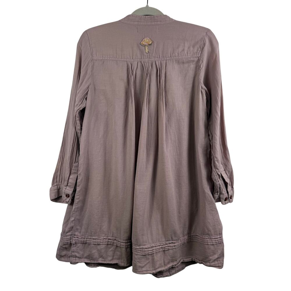 April Cornell Burnished Lilac Mushroom Artist Smock Tunic Small Embroidered - Picture 10 of 15